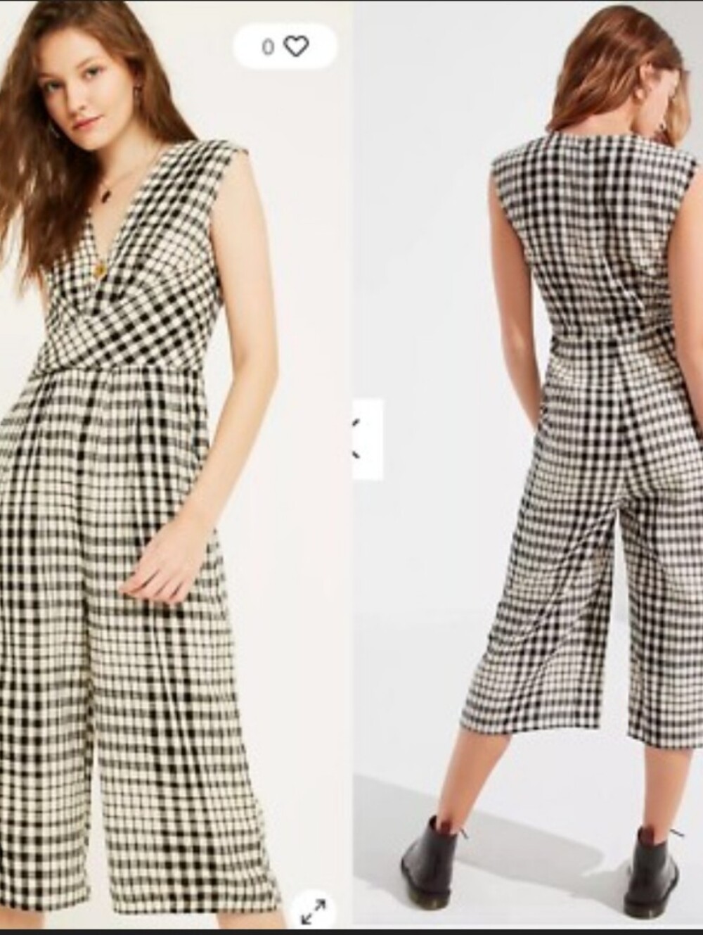 Urban Outfitters Black & White Gingham Wide-Leg Jumpsuit 6